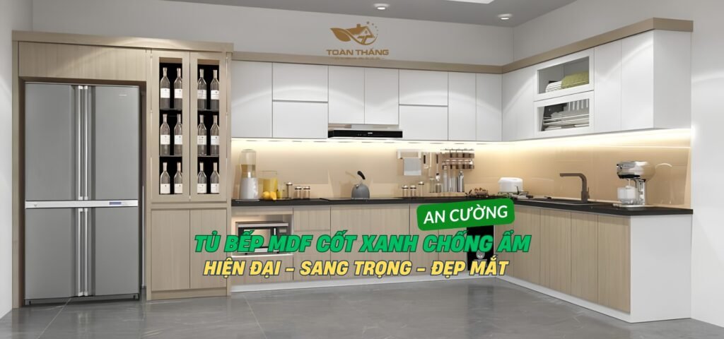 Tủ bếp mdf cốt xanh chống ấm chị nhung văn quán hà nội