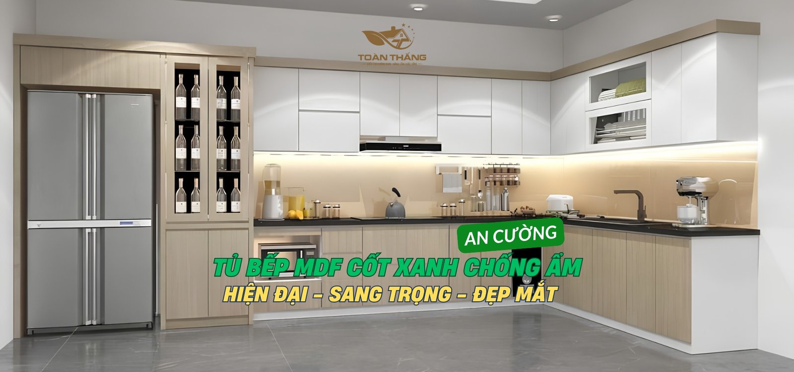 Tủ bếp mdf cốt xanh chống ấm chị nhung văn quán hà nội