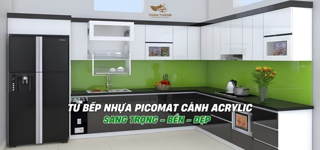 tủ bếp nhựa picomat cánh acrylic cô phượng hòa lạc hà nội