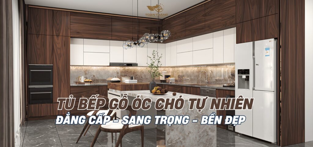 tủ bếp gỗ óc chó tự nhiên anh Cường Ngô Thì Nhậm hà nội
