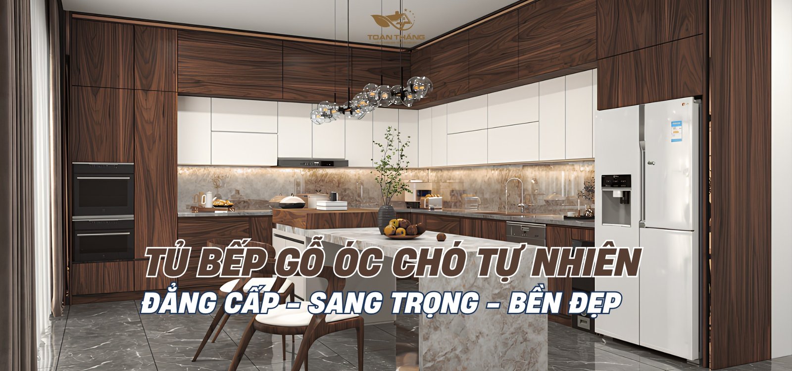 tủ bếp gỗ óc chó tự nhiên anh Cường Ngô Thì Nhậm hà nội
