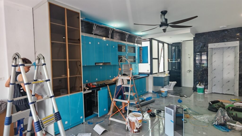 thi công tủ bếp