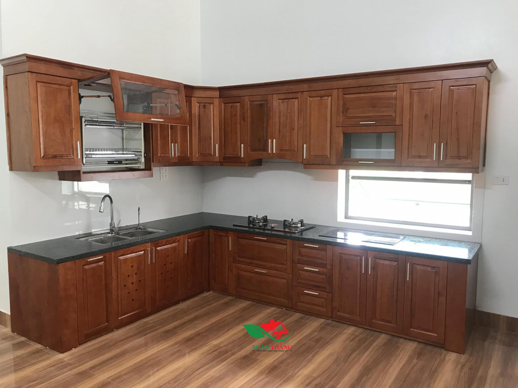 Tủ bếp gỗ sồi