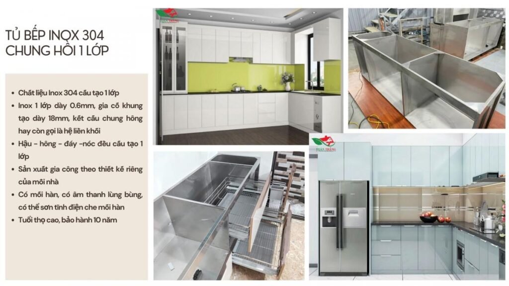 tủ bếp inox liền khối