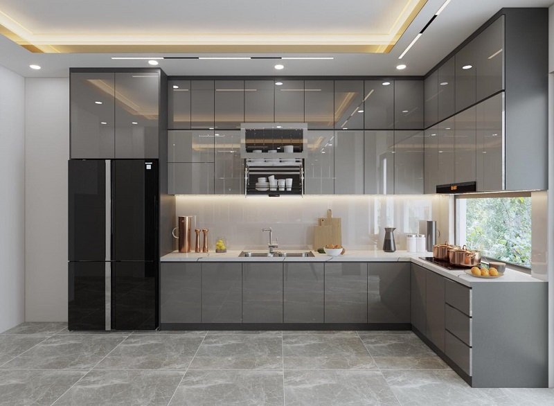 tủ bếp nhựa cánh acrylic
